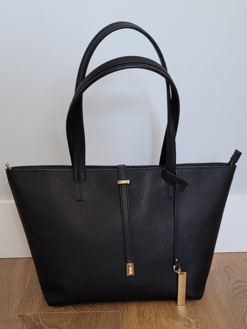NWOT! Vince Camuto 100% Leather Black Tote with Gold Hardware